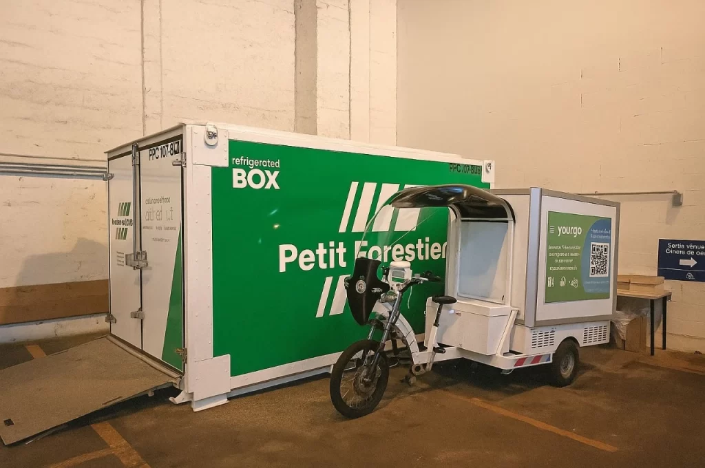 Petit forestier et Youngo utilisent les vélos cargo professionnels kleuster pour la livraison de froid en hypercentre à Paris